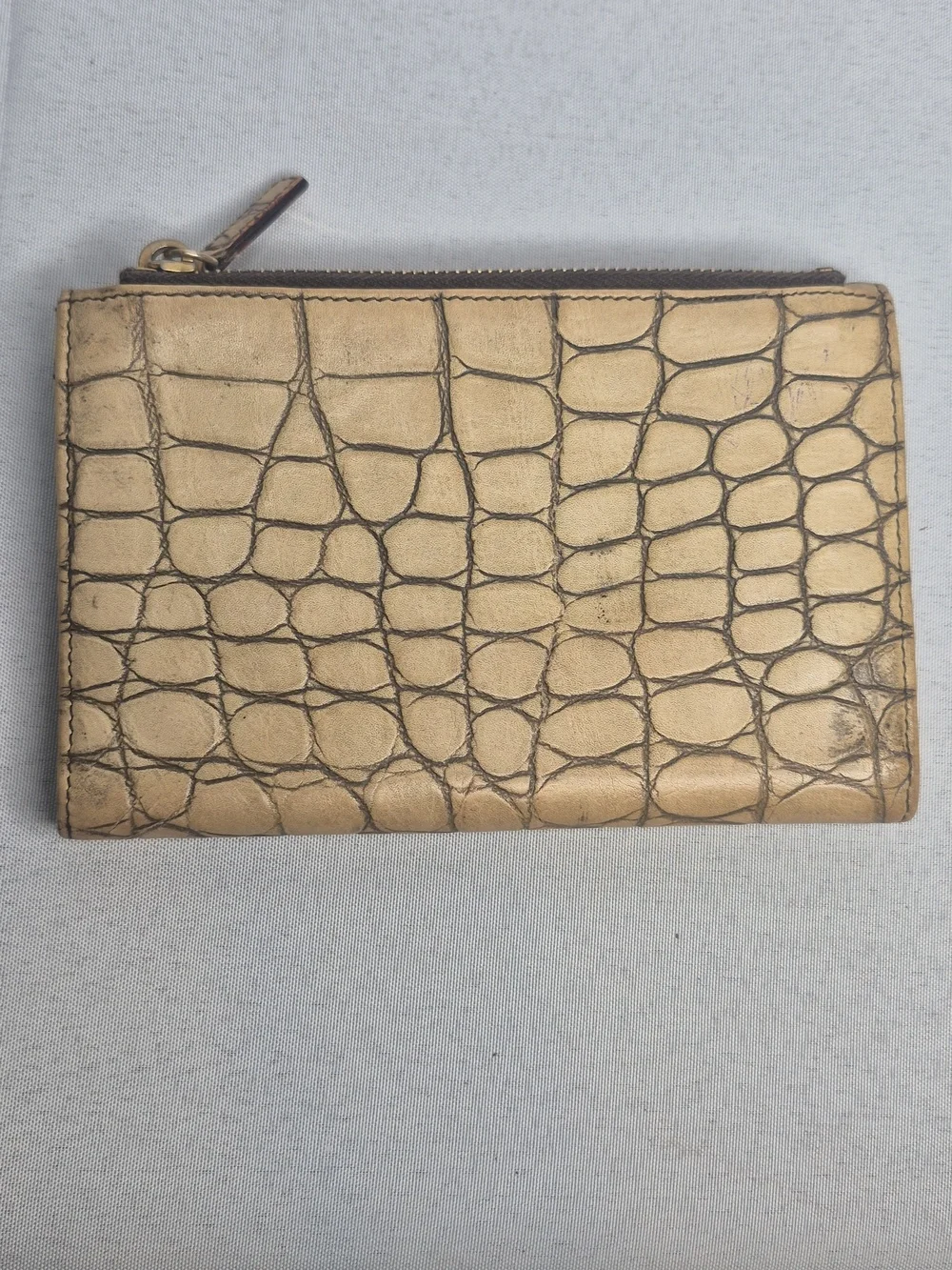 Miu Miu Tan Croc-Embossed Leather Wallet
